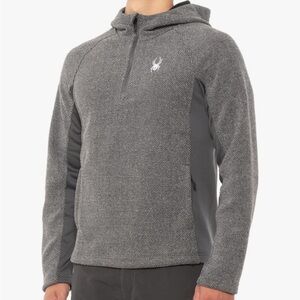 Spyder Men's Boundless Half Zip Hooded Sweater, Heather Grey Small